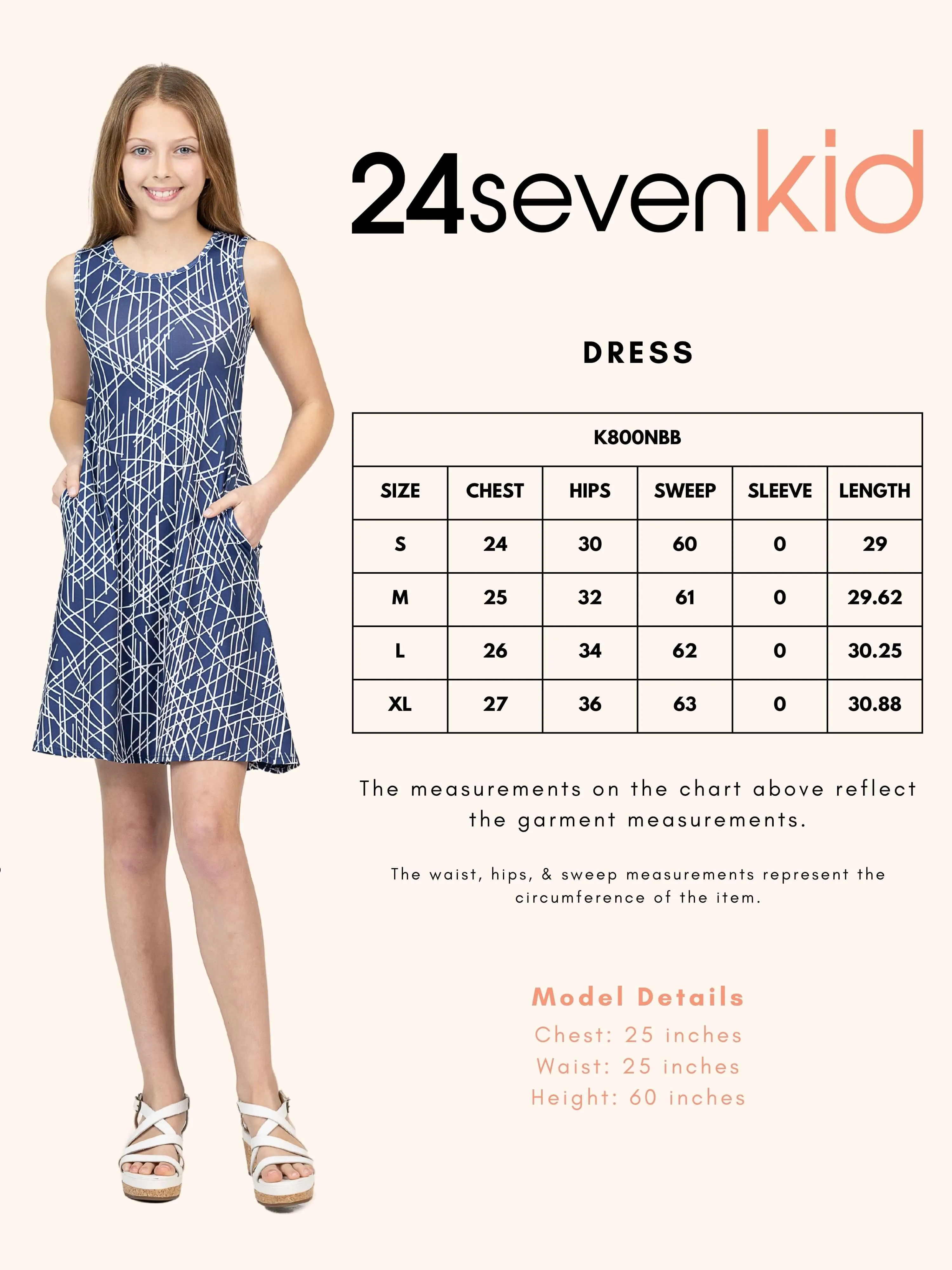 24sevenkid Girls Navy Sleeveless Pockets Dress
