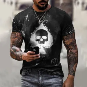 Ace of Spades Skull Head Biker T-Shirt