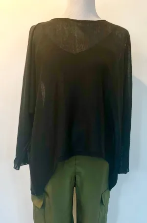 Acrobat Black  Essential Hi-Lo Linen Sweater
