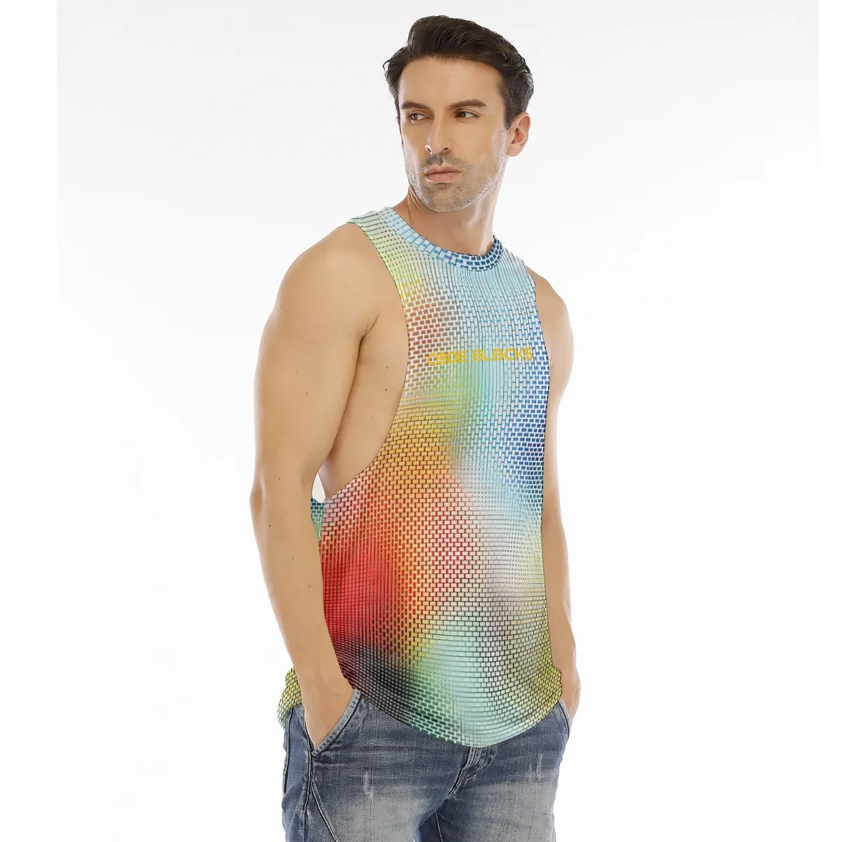 All-Over Print Men's O-neck Long Tank Top