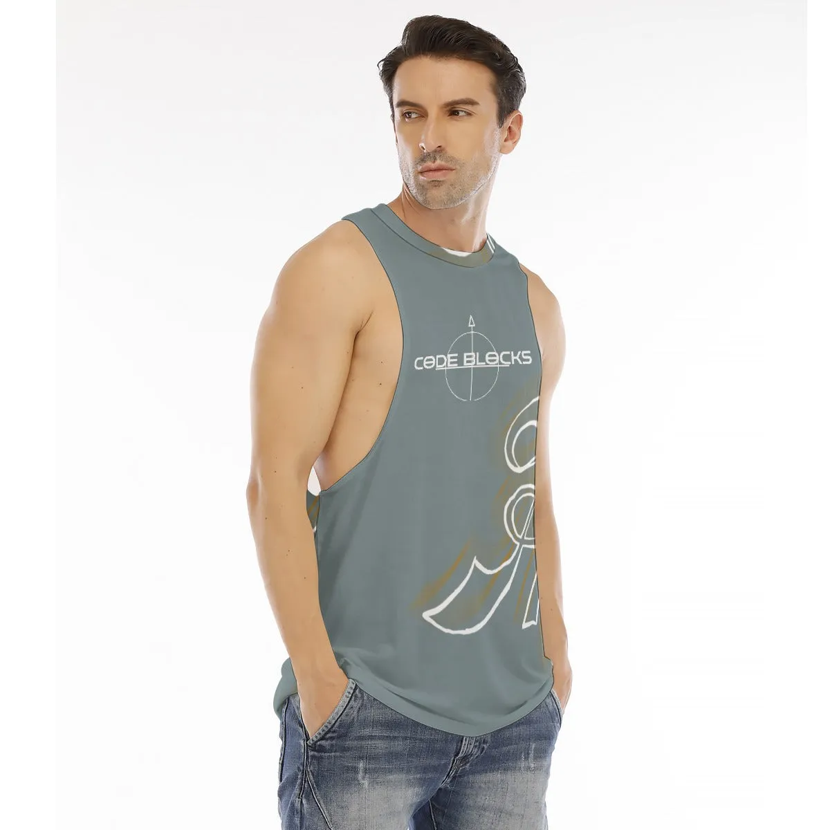 All-Over Print Men's O-neck Long Tank Top