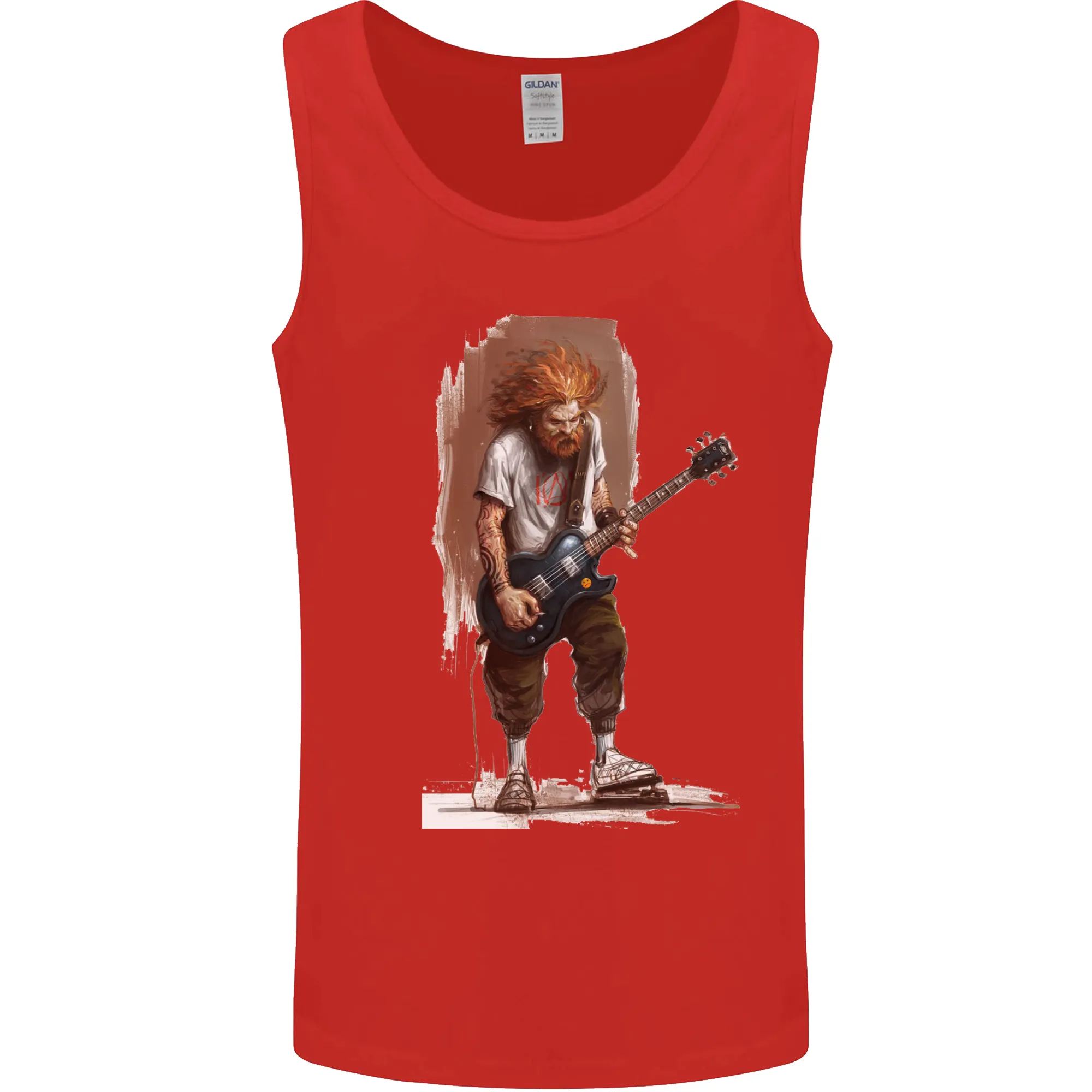An Old Rocker With an Electric Guitar Rock Music Mens Vest Tank Top