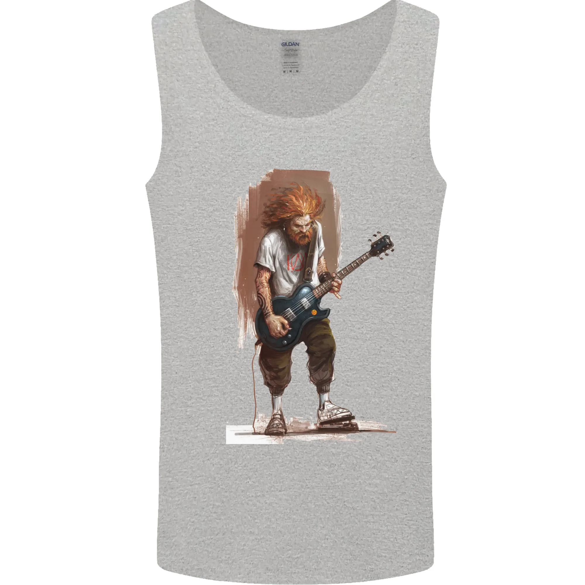 An Old Rocker With an Electric Guitar Rock Music Mens Vest Tank Top