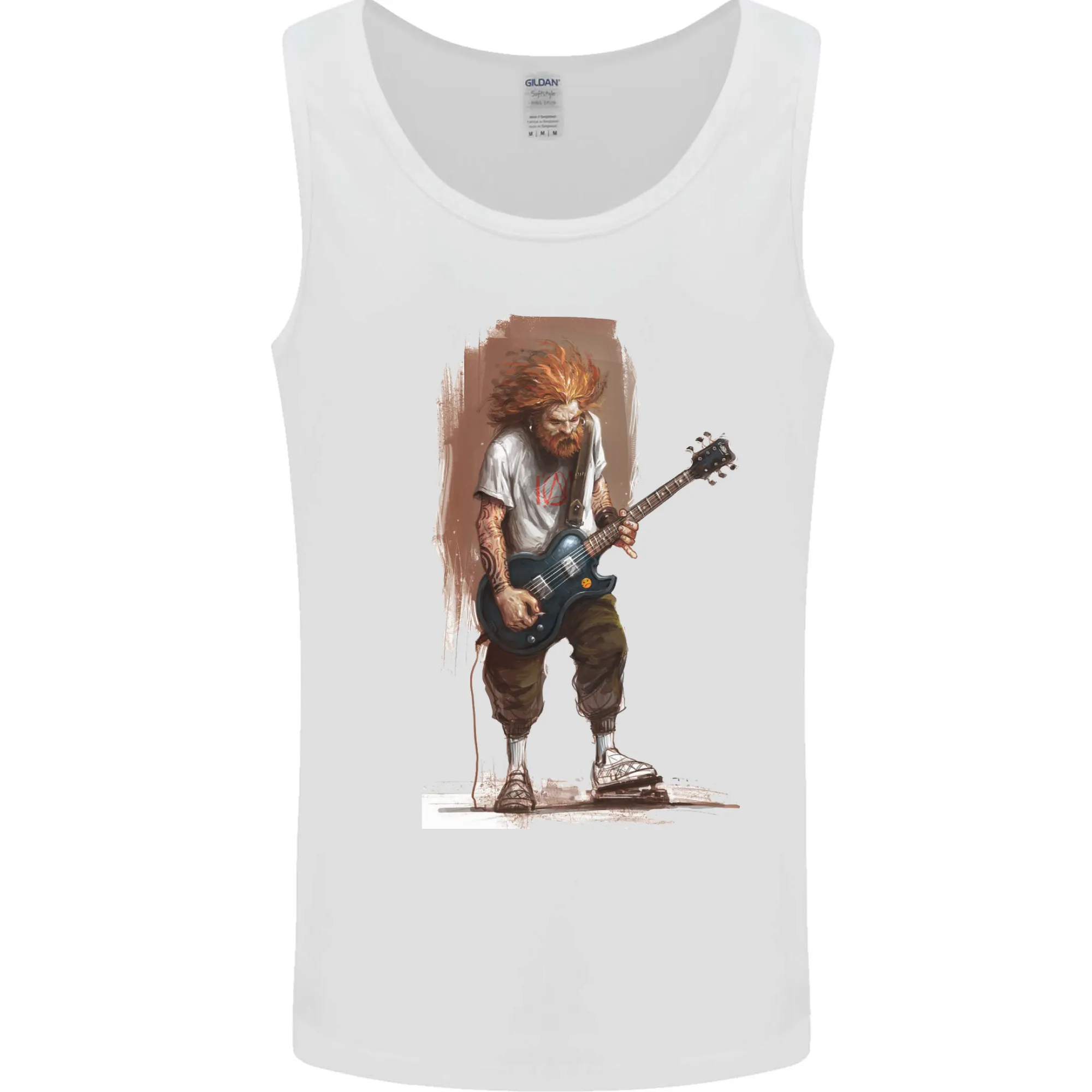 An Old Rocker With an Electric Guitar Rock Music Mens Vest Tank Top