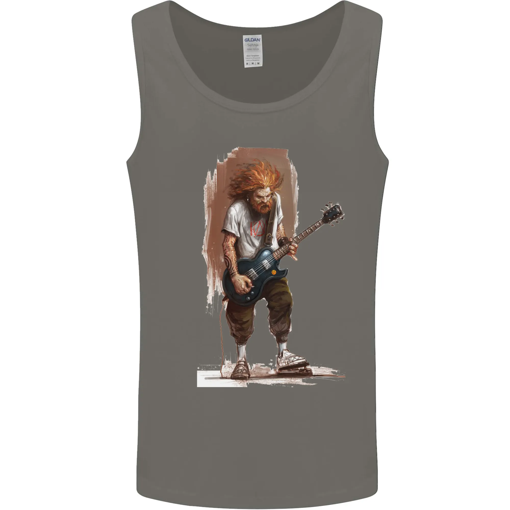 An Old Rocker With an Electric Guitar Rock Music Mens Vest Tank Top