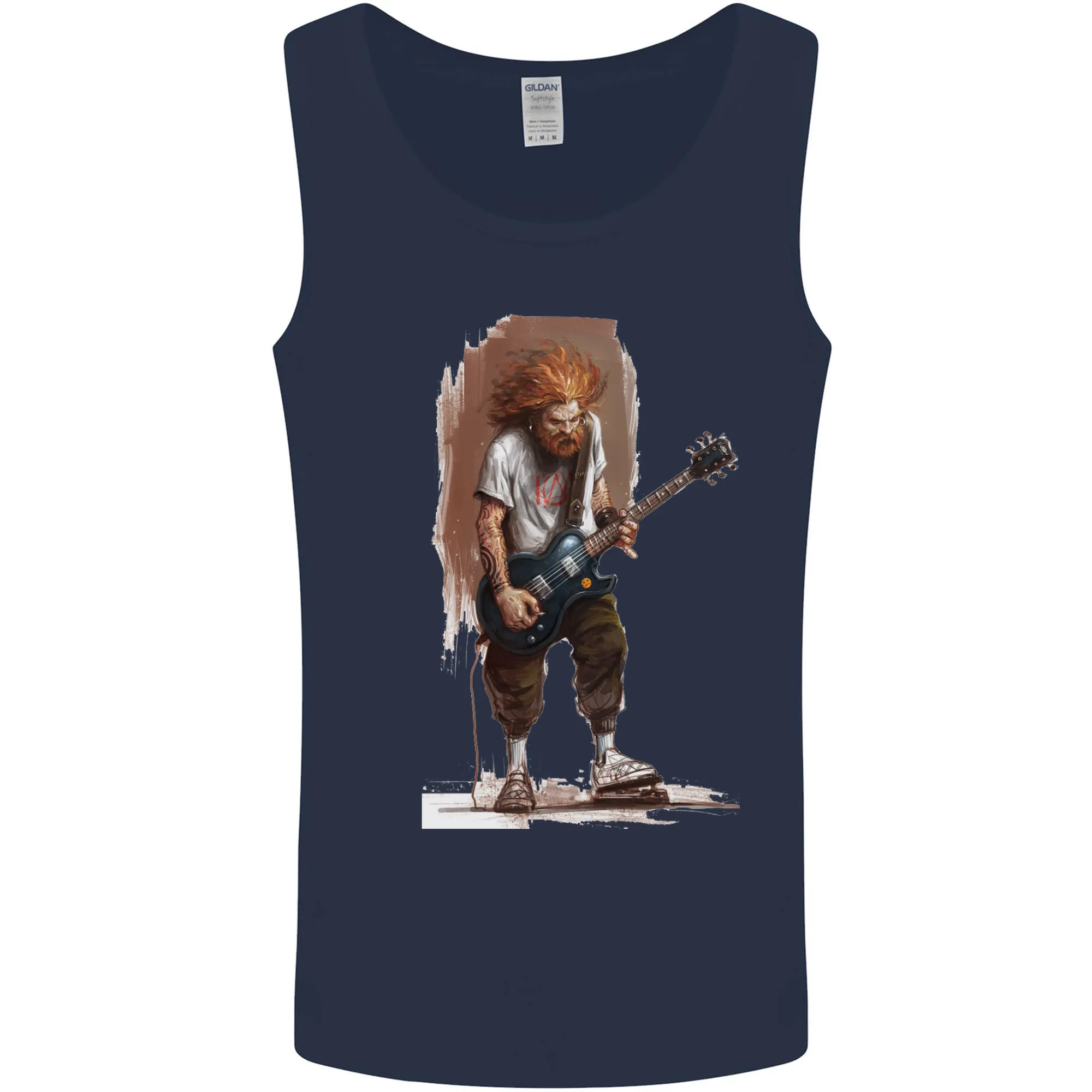 An Old Rocker With an Electric Guitar Rock Music Mens Vest Tank Top