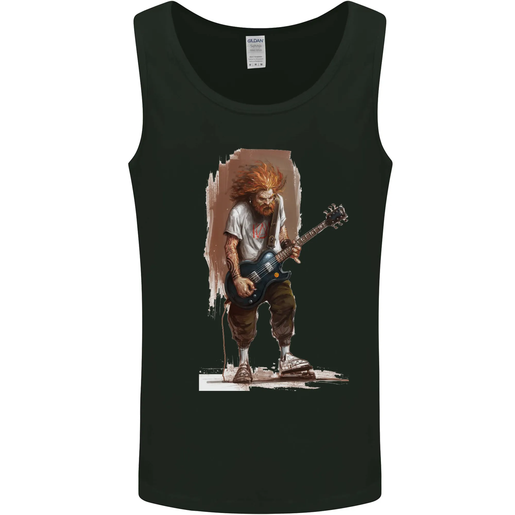 An Old Rocker With an Electric Guitar Rock Music Mens Vest Tank Top
