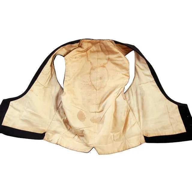 Antique Mens Victorian 4 Pocket Shawl Collar Vest Black Germany 1870s 36 Chest