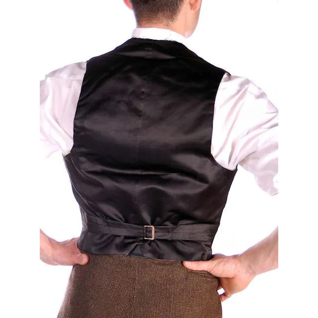 Antique Mens Victorian 4 Pocket Shawl Collar Vest Black Germany 1870s 36 Chest