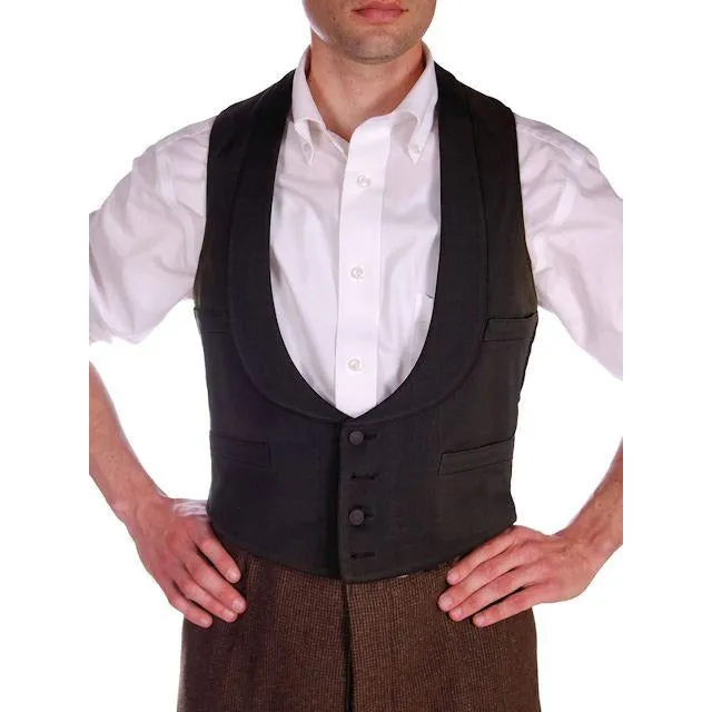 Antique Mens Victorian 4 Pocket Shawl Collar Vest Black Germany 1870s 36 Chest