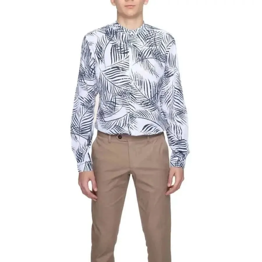 Antony Morato Blue Floral Long Sleeve Men's Shirt