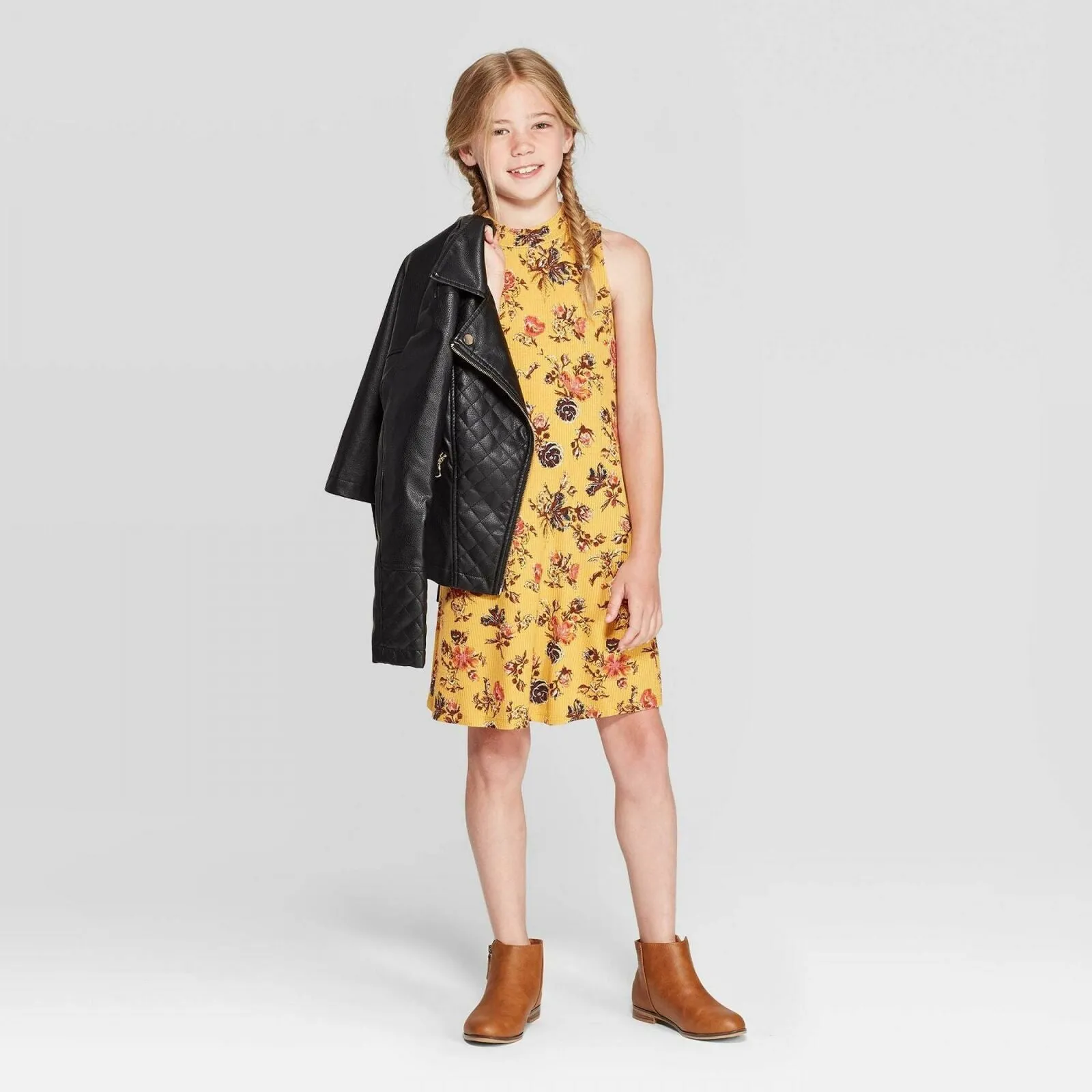 Art Class Girls' Sleeveless Mock Neck Tank Dress