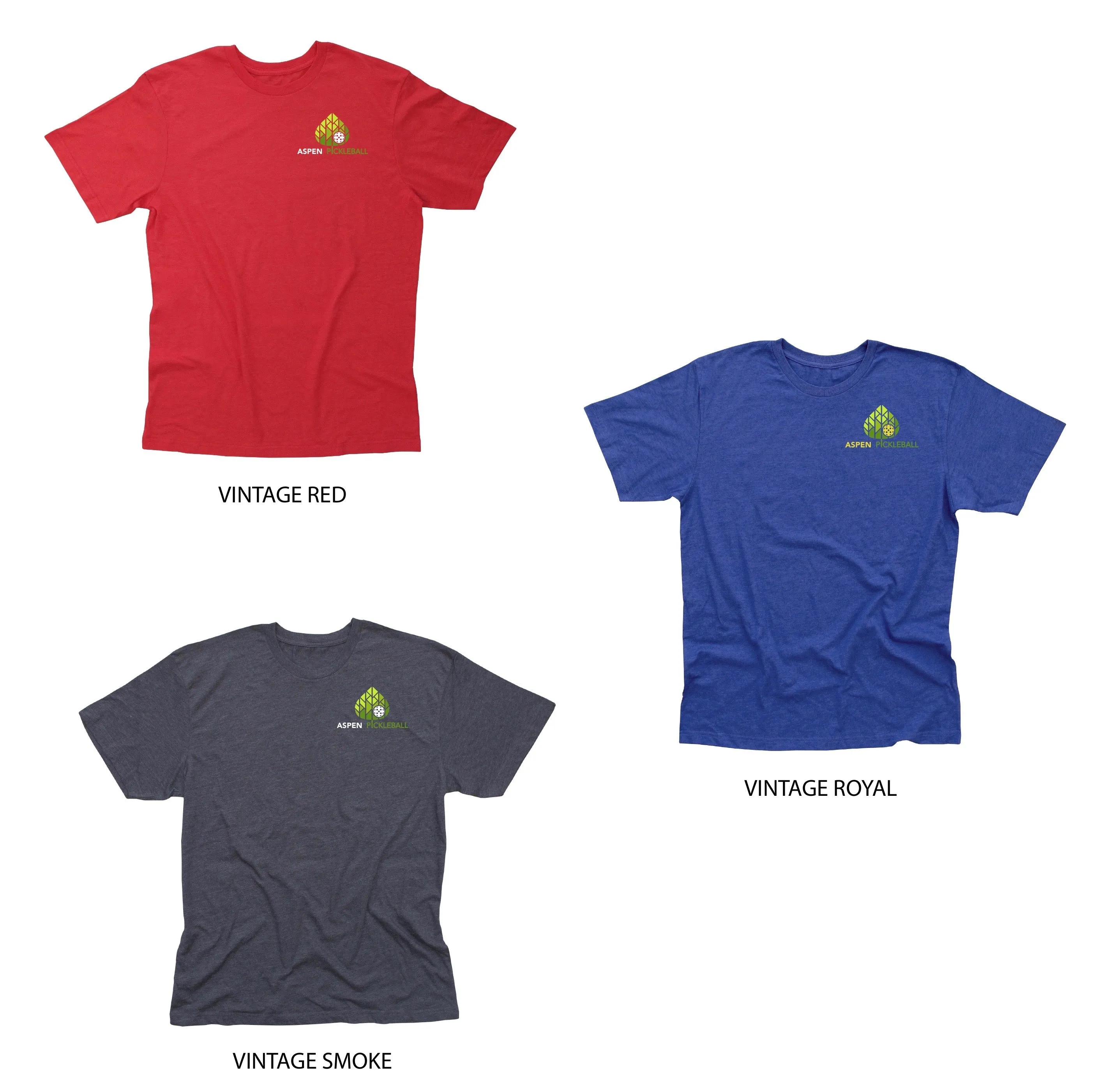 Aspen Pickleball Men's Vintage Casual Cotton Blend T-Shirt - Front Chest Logo