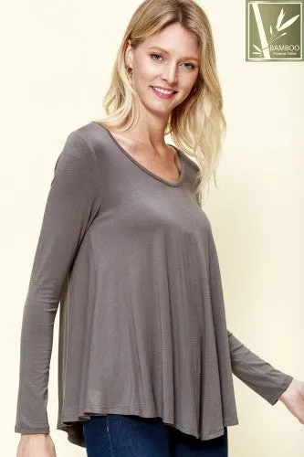 Bamboo L/S V Neck with Pointed Hem