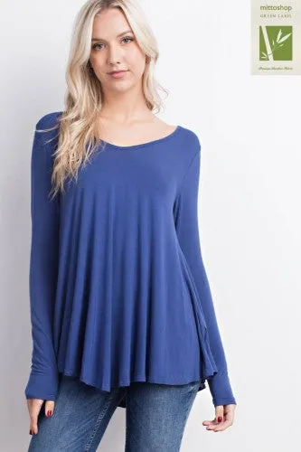 Bamboo L/S V Neck with Pointed Hem