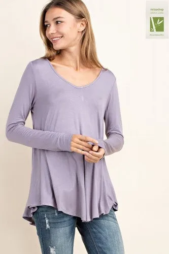 Bamboo L/S V Neck with Pointed Hem