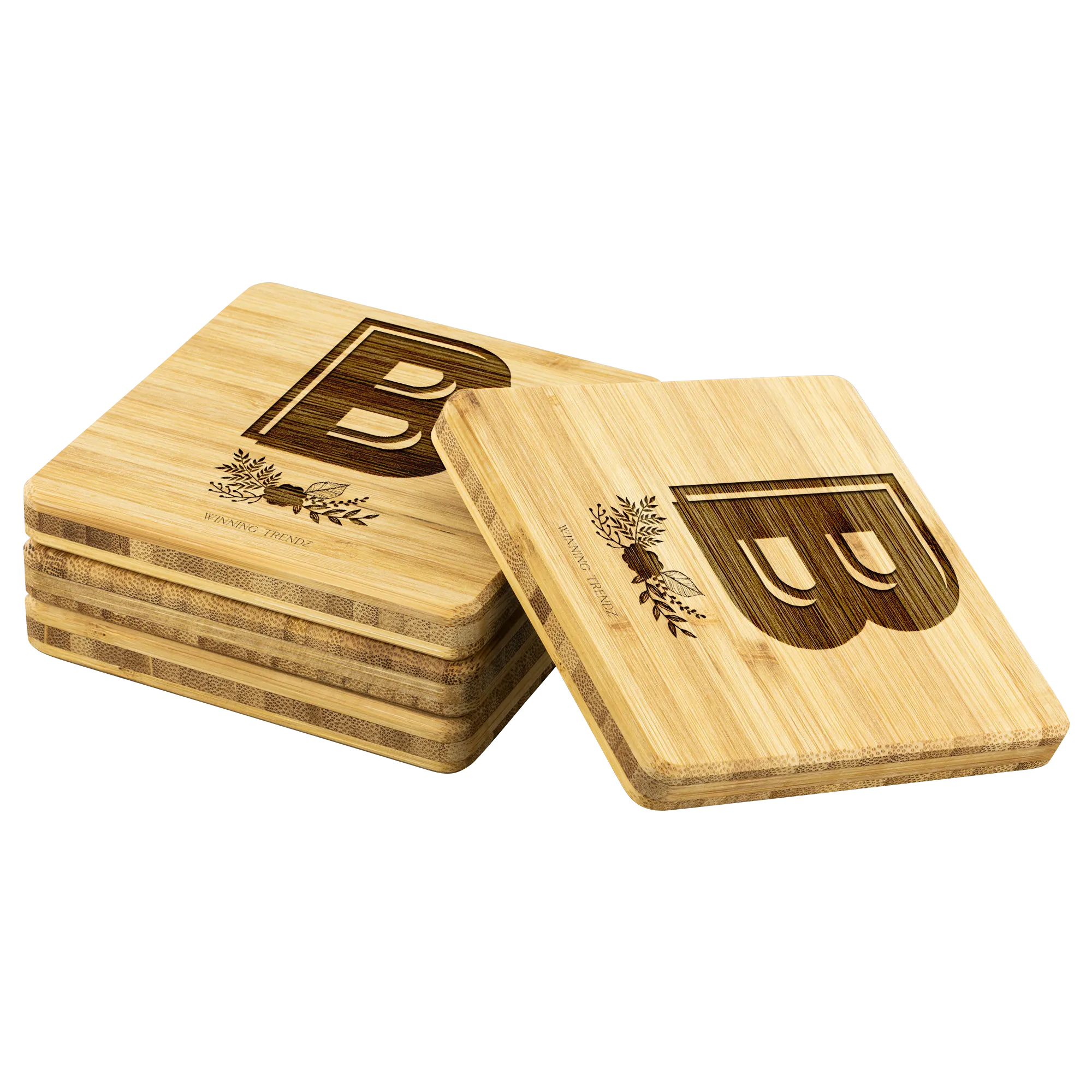 Bamboo "B" Coasters (Sets of 4)