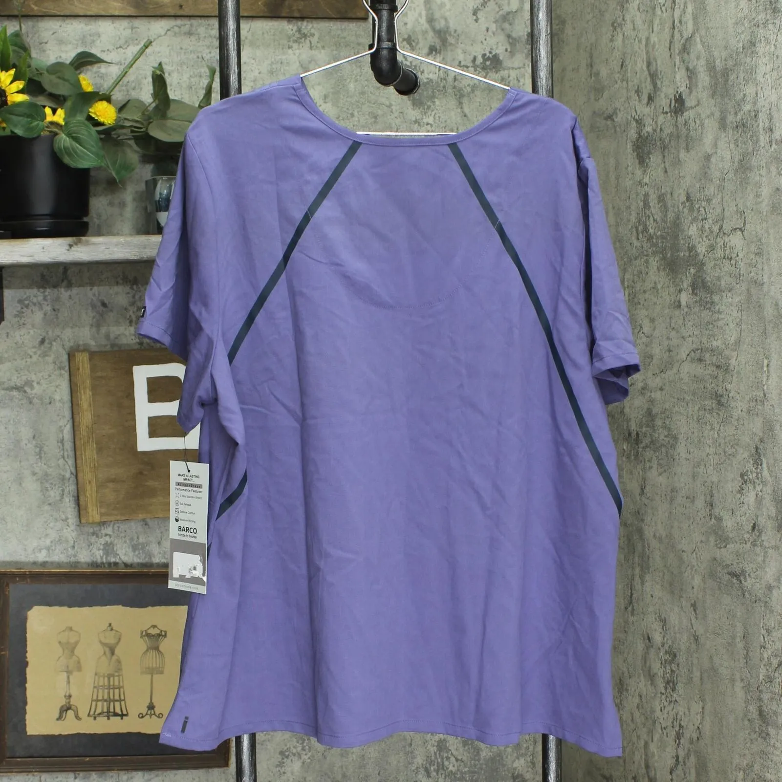 Barco Womens V-Neck Greys Anatomy Scrub Shirt 166fe57b9345a8 Purple Blue 3XL