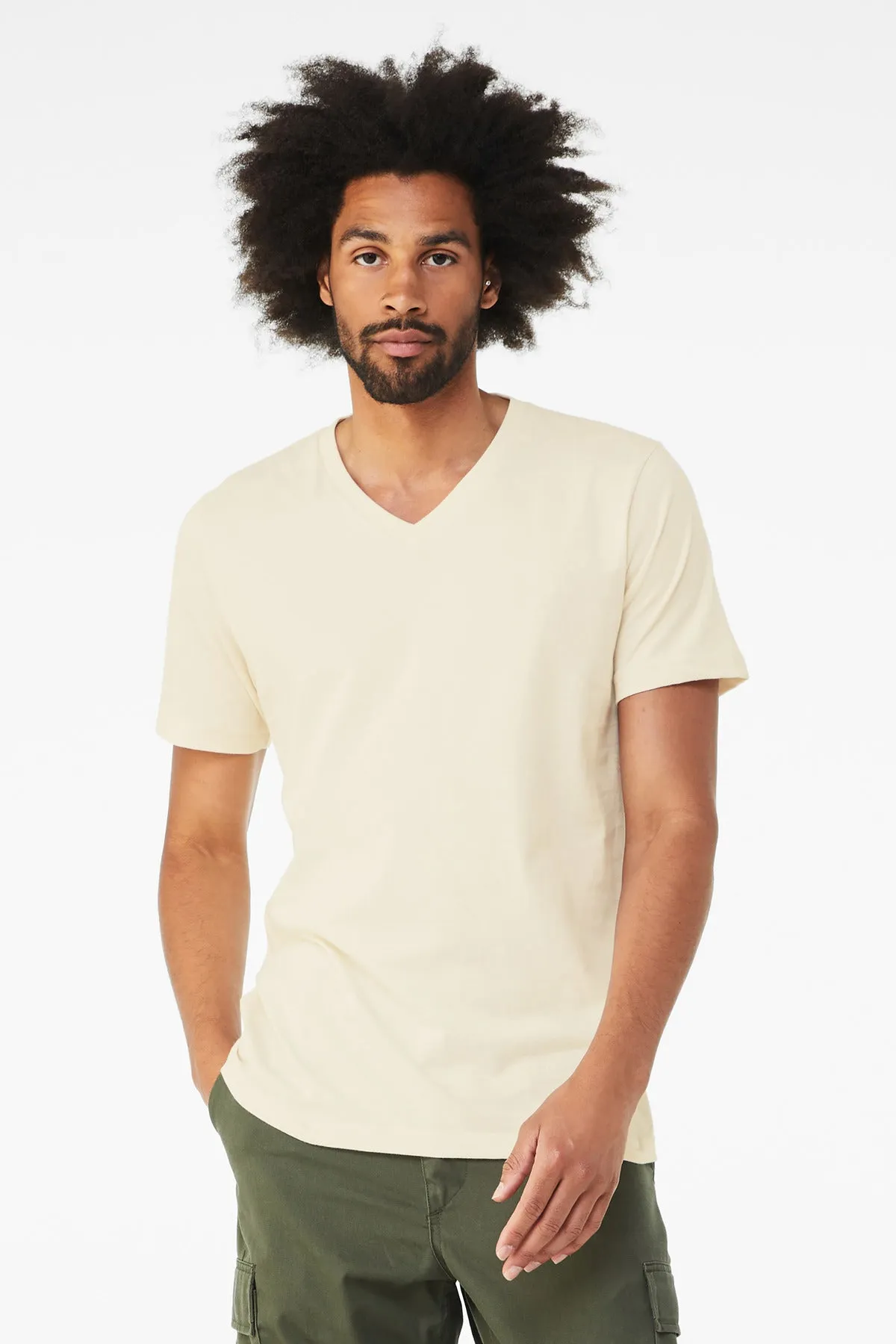BELLA CANVAS  Unisex Jersey Short Sleeve V-Neck Tee. BC3005 Natural