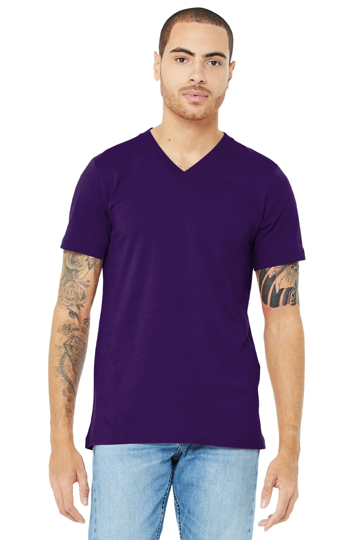 BELLA CANVAS  Unisex Jersey Short Sleeve V-Neck Tee. BC3005 Team Purple