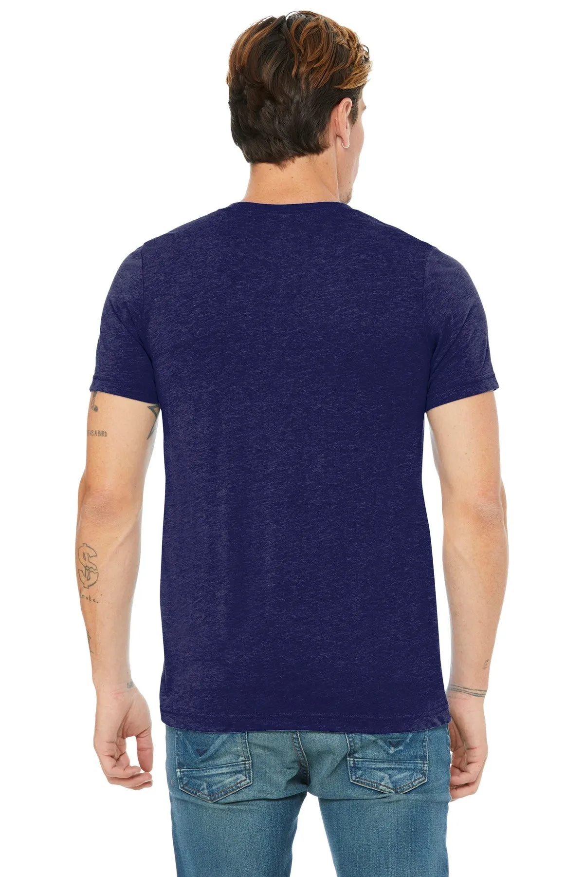 BELLA CANVAS  Unisex Triblend Short Sleeve V-Neck Te. BC3415 Navy Triblend