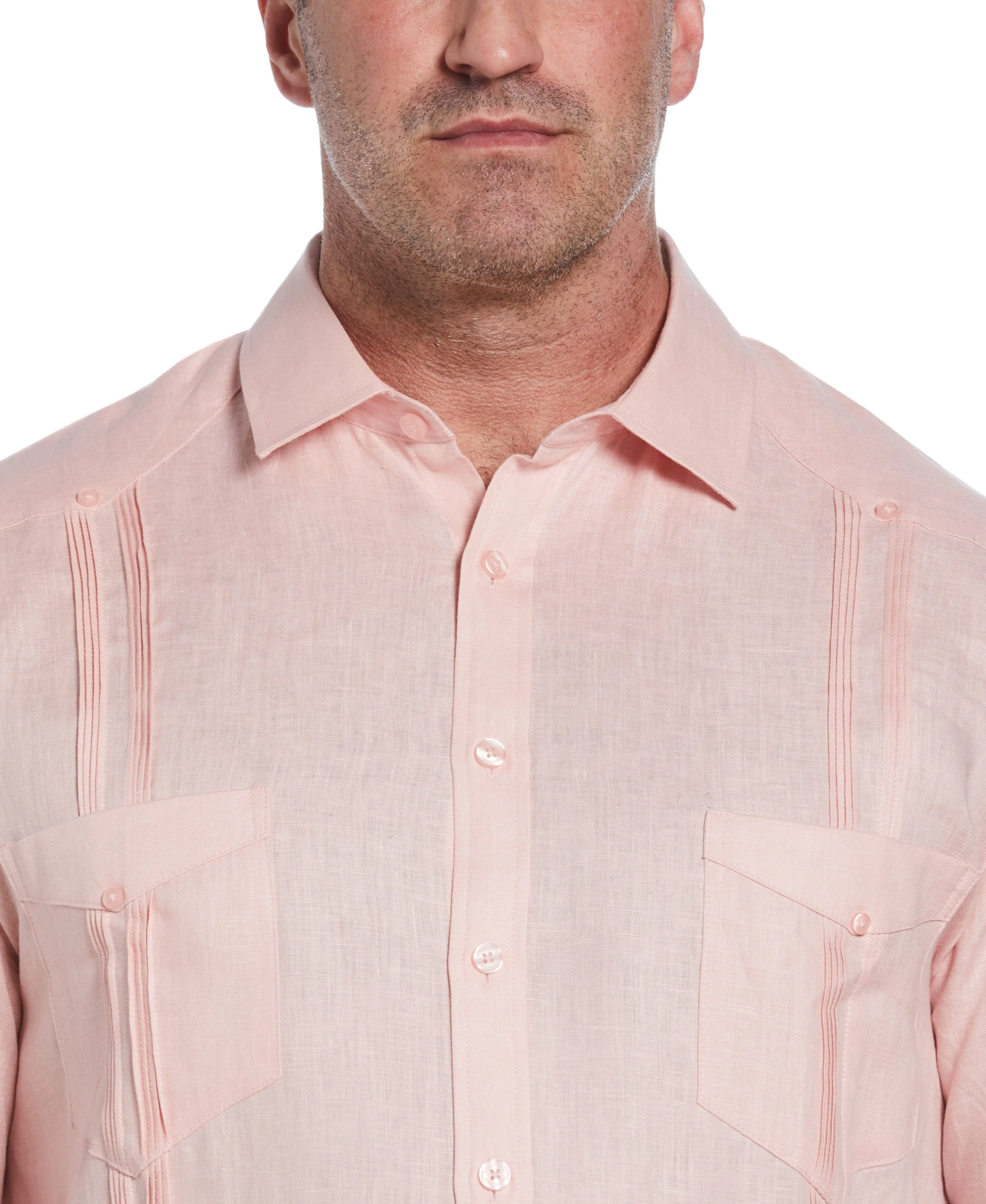 Big & Tall 100% Linen Classic Guayabera Shirt - Long Sleeve