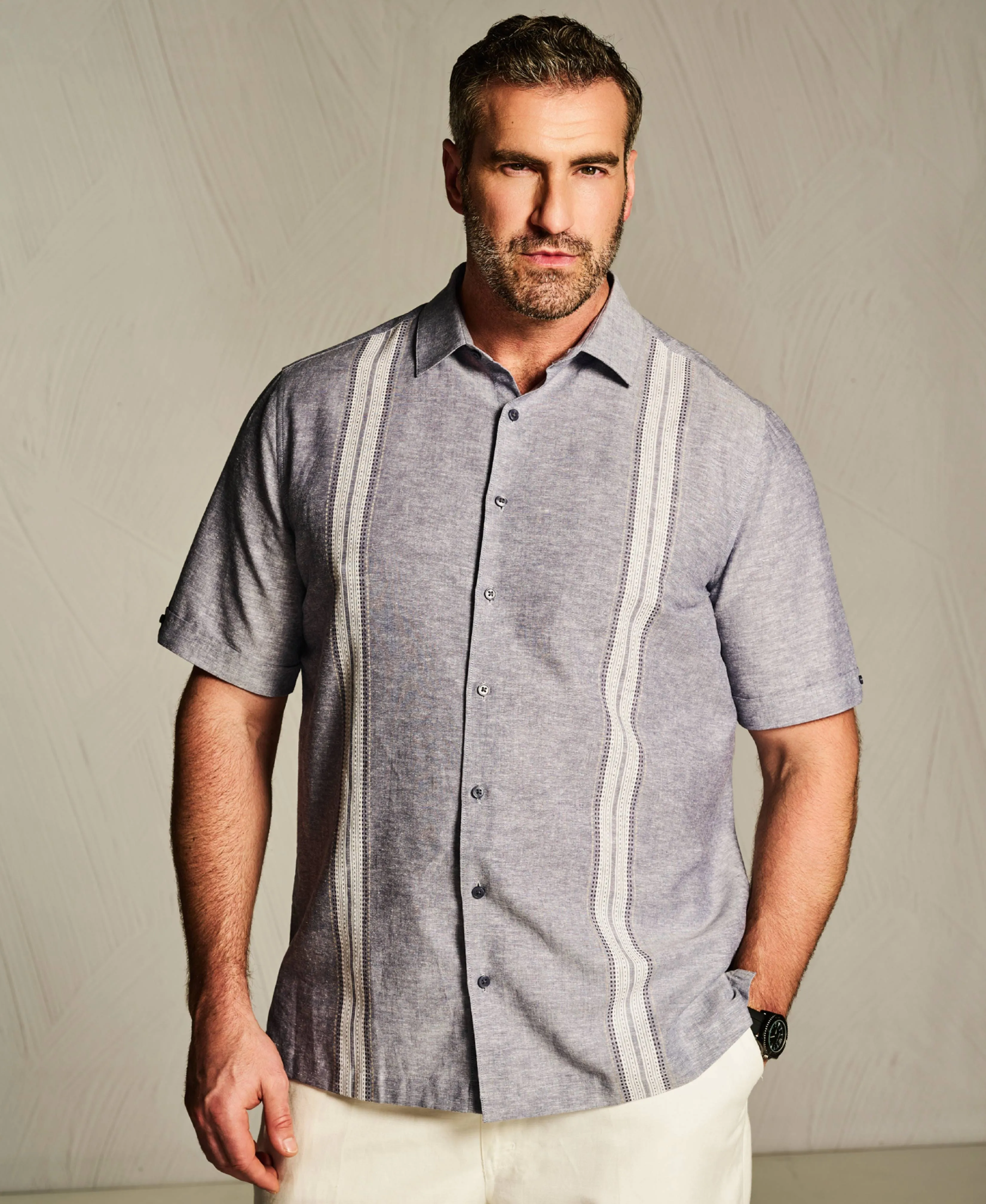 Big & Tall Linen Blend Panel Shirt