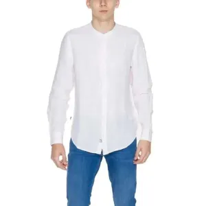 Blauer Men's Pink Linen Shirt with Mandarin Collar