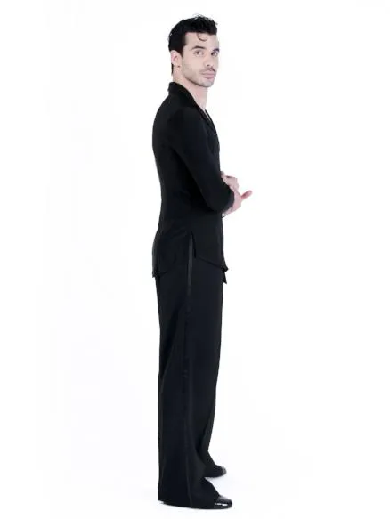 Brayden Latin Shirt - Black Spandex