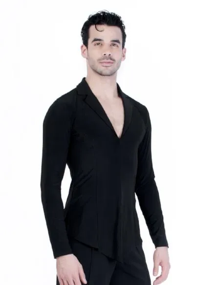 Brayden Latin Shirt - Black Spandex