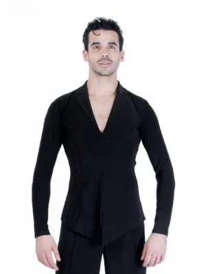 Brayden Latin Shirt - Black Spandex