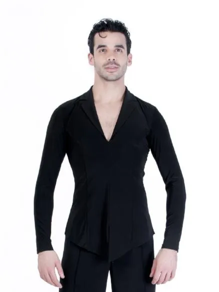 Brayden Latin Shirt - Black Spandex