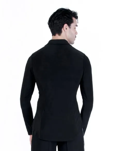 Brayden Latin Shirt - Black Spandex