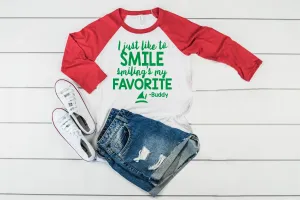 Buddy The Elf Smiling Is My Favorite Christmas Raglan | Unisex Raglan