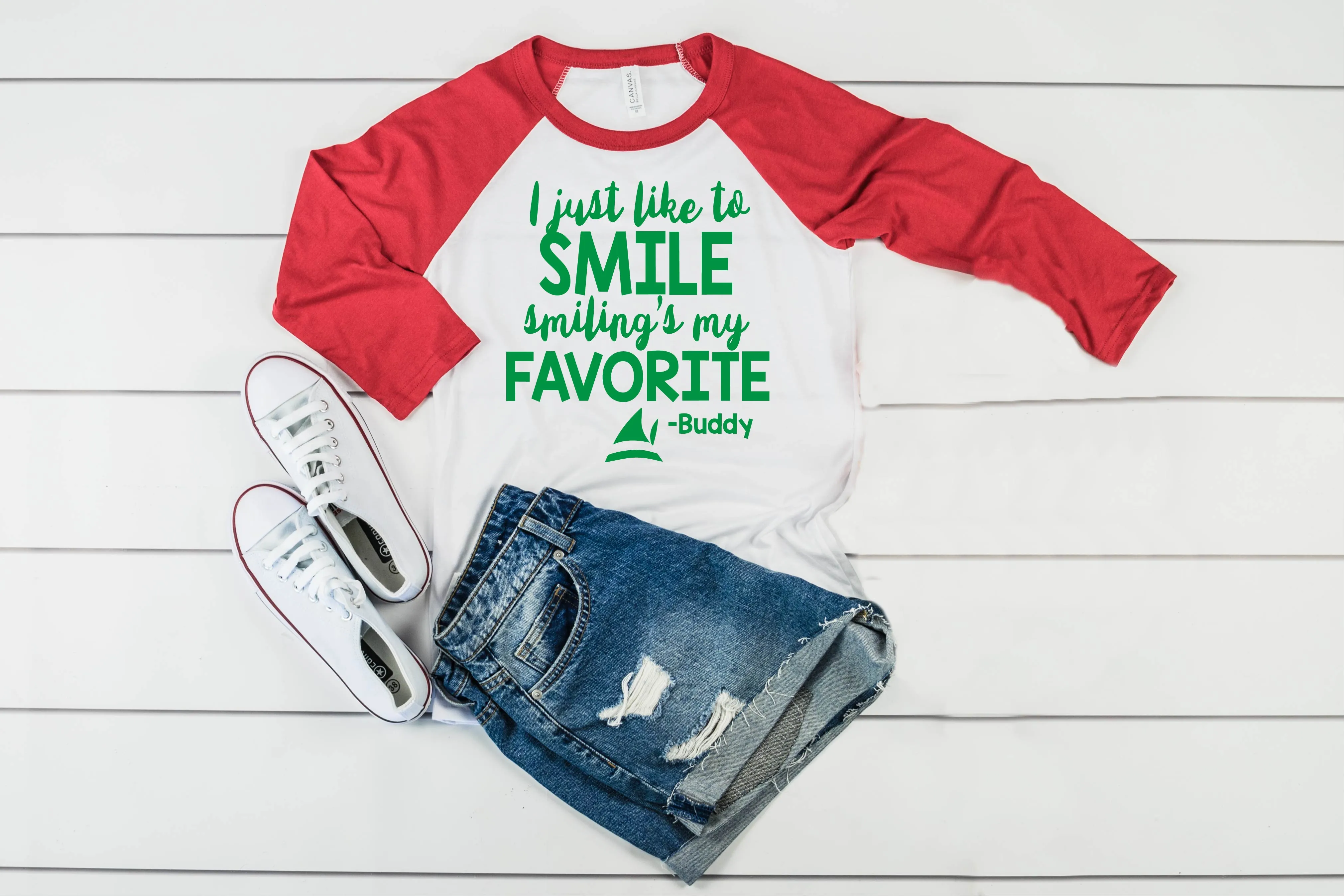 Buddy The Elf Smiling Is My Favorite Christmas Raglan | Unisex Raglan