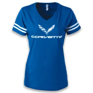 C7 Corvette Ladies Football Jersey Tee