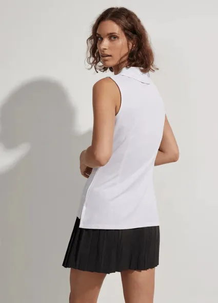Caine Sleeveless Polo by Varley | White