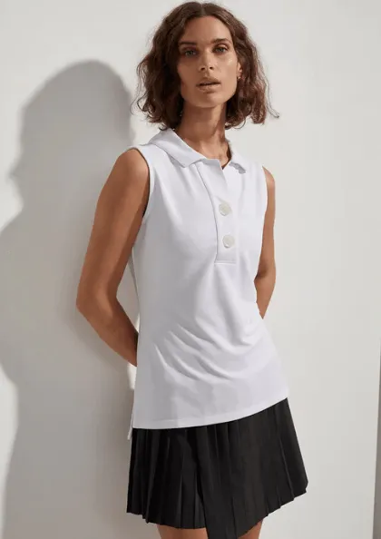 Caine Sleeveless Polo by Varley | White
