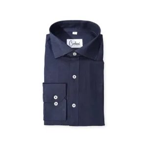 Carducci Men's Linen Long Sleeve Shirt Navy