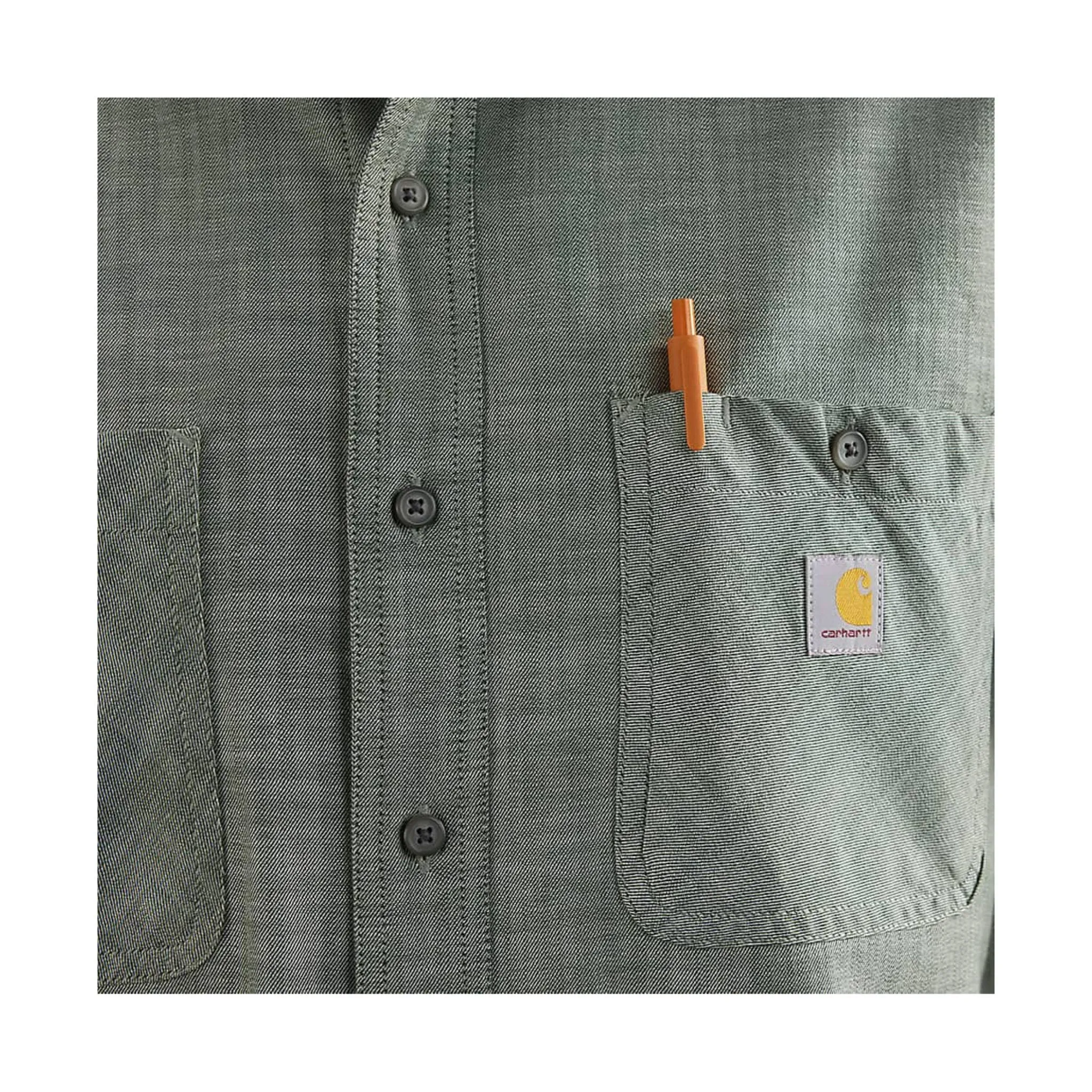 Carhartt Men's Rugged Flex Relaxed Fit Lightweight Short Sleeve Plaid Shirt - Forestry Green Cross Weave