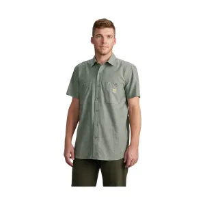 Carhartt Men's Rugged Flex Relaxed Fit Lightweight Short Sleeve Plaid Shirt - Forestry Green Cross Weave