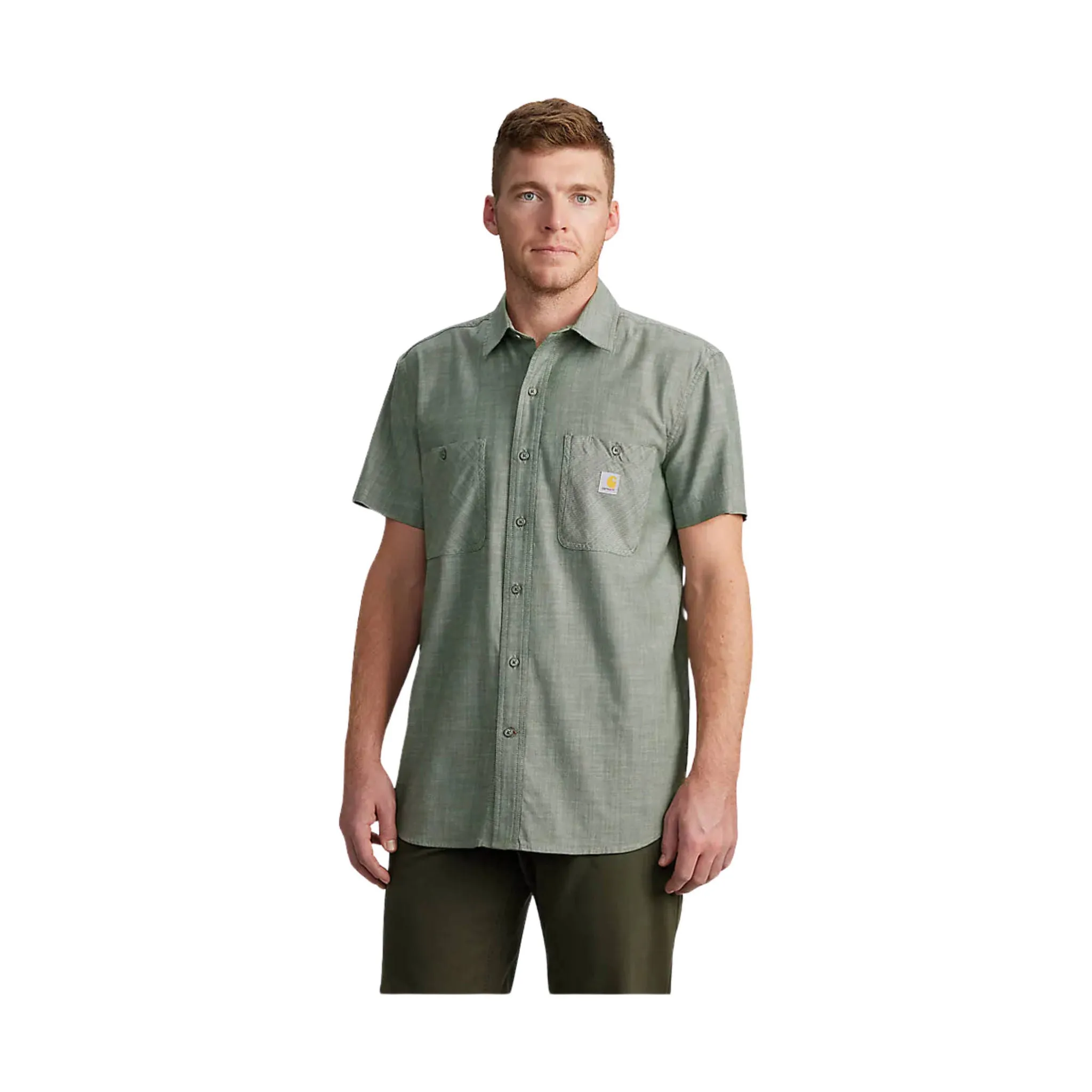 Carhartt Men's Rugged Flex Relaxed Fit Lightweight Short Sleeve Plaid Shirt - Forestry Green Cross Weave