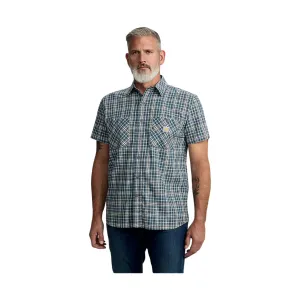 Carhartt Men's Rugged Flex Relaxed Fit Lightweight Short Sleeve Plaid Shirt - Storm Blue