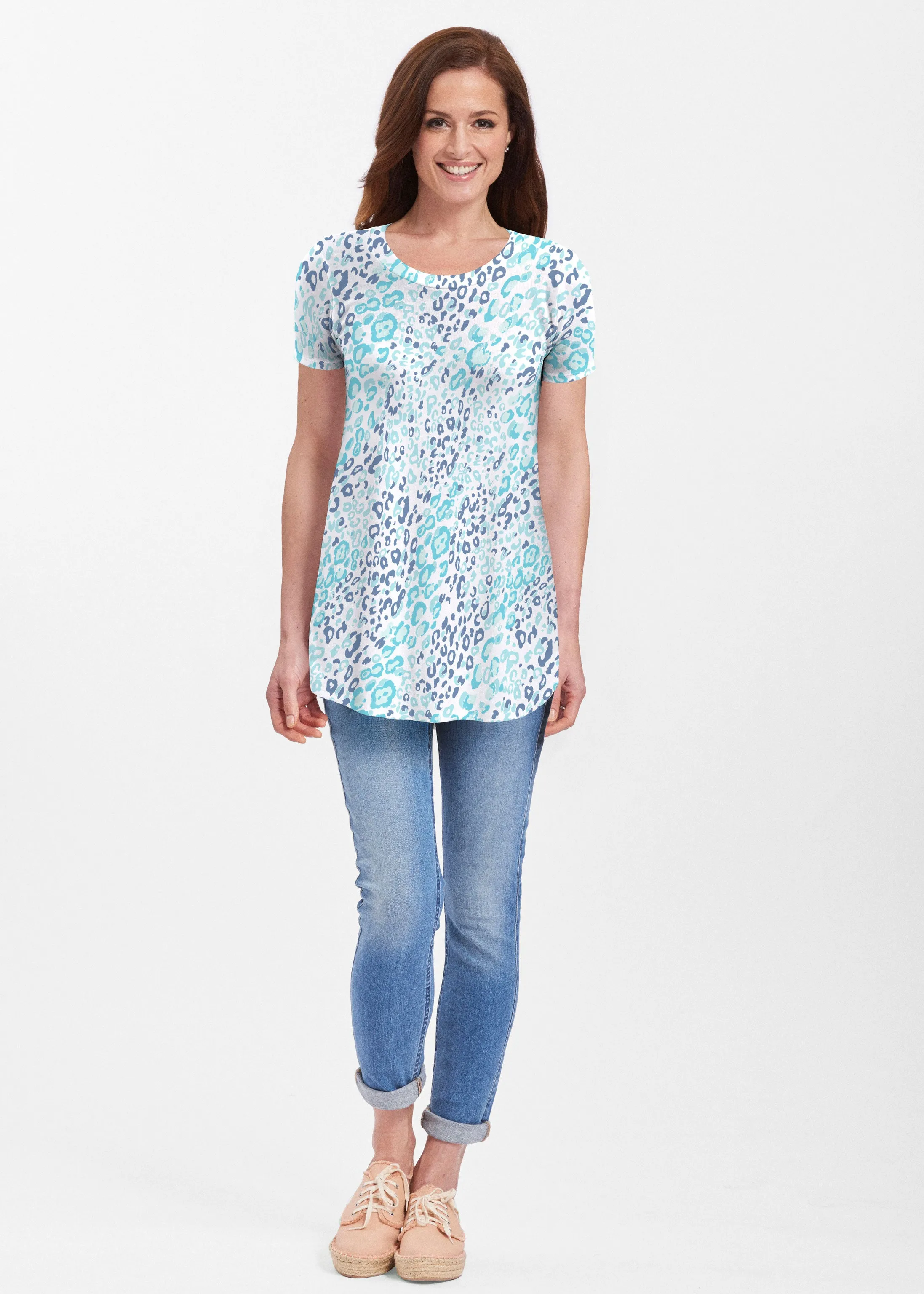 Cat Blue (7755) ~ Butterknit Short Sleeve Tunic