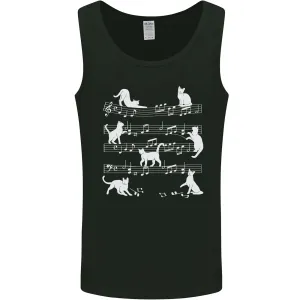 Cat Music Musical Notes Piano Guitar Mens Vest Tank Top