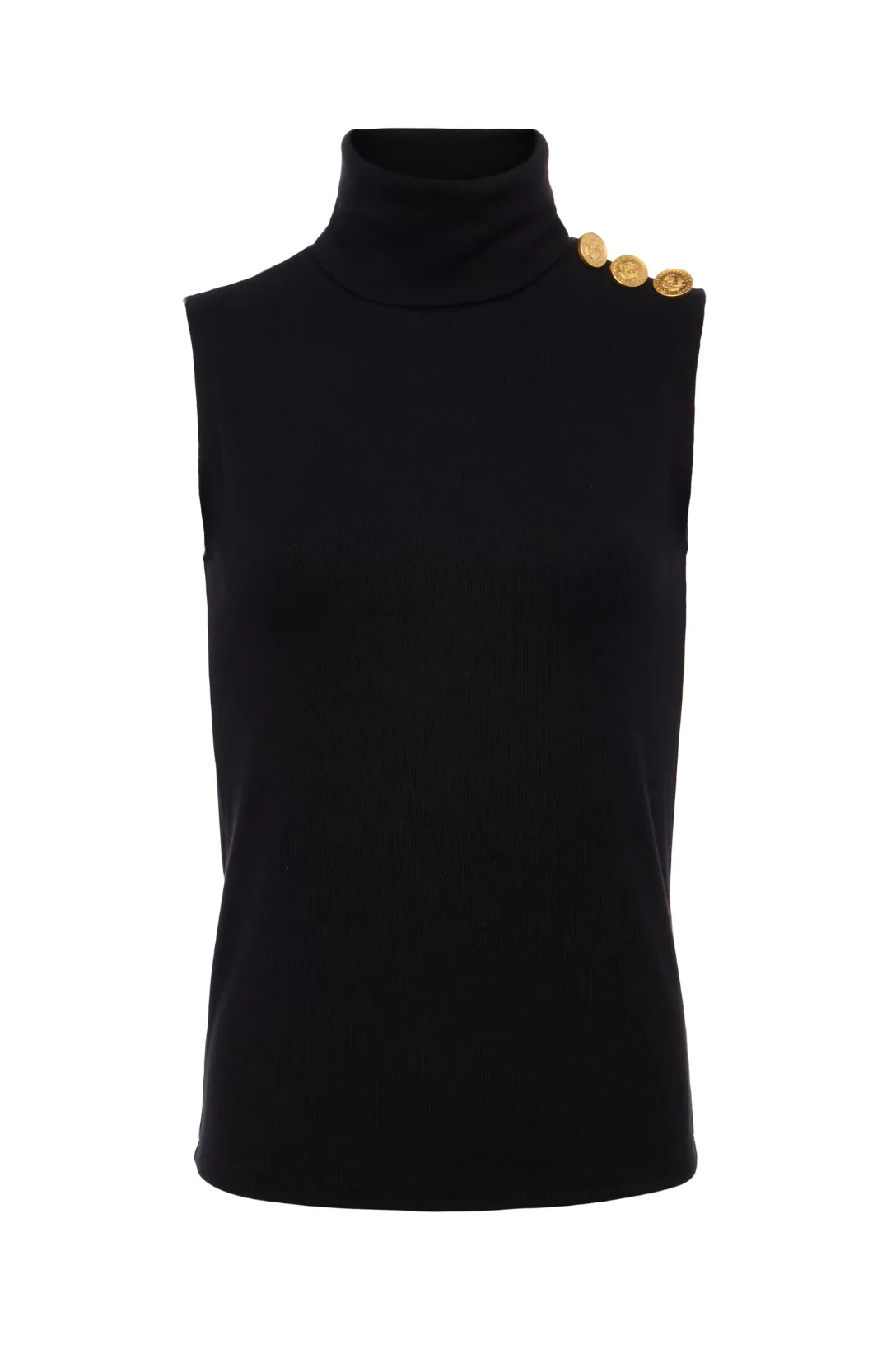Ceci Sleeveless Turtleneck | Black/Gold