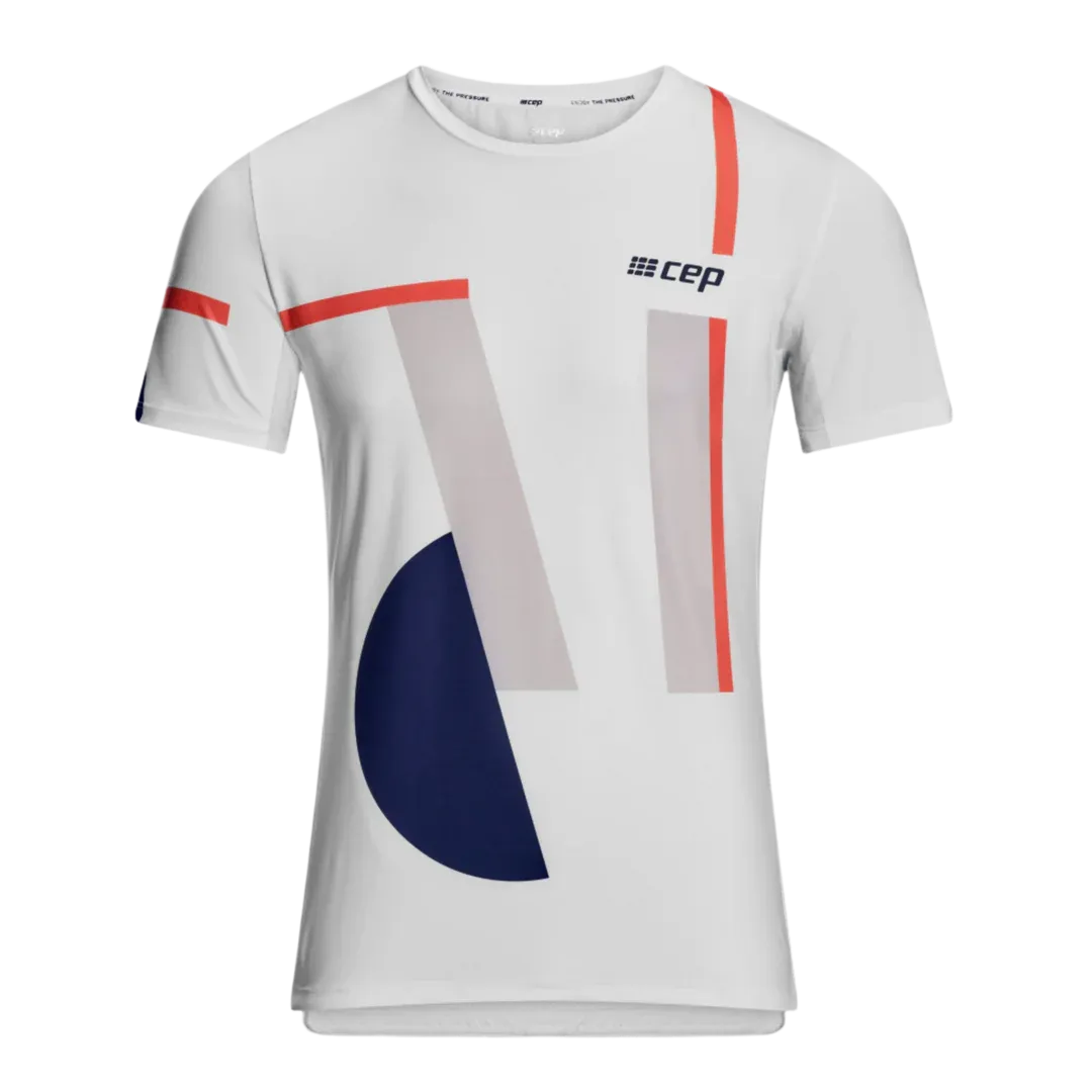 CEP | The Run Short Sleeve Shirt | Men's | White Geometric