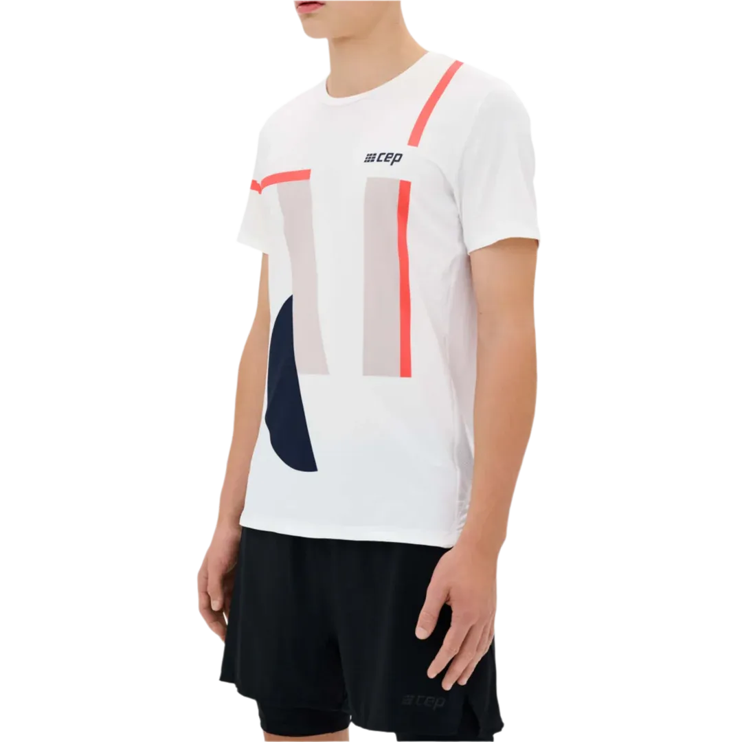 CEP | The Run Short Sleeve Shirt | Men's | White Geometric