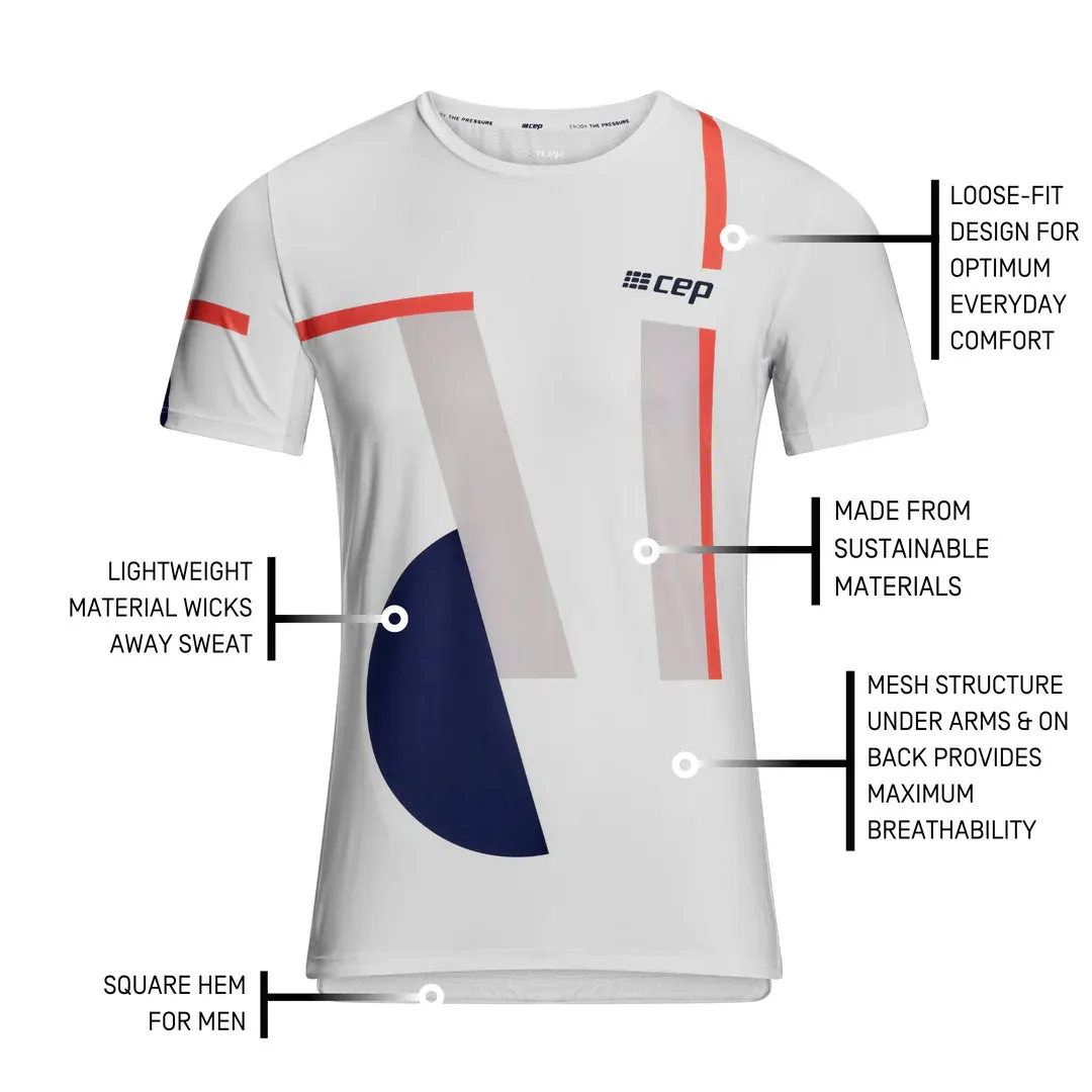 CEP | The Run Short Sleeve Shirt | Men's | White Geometric