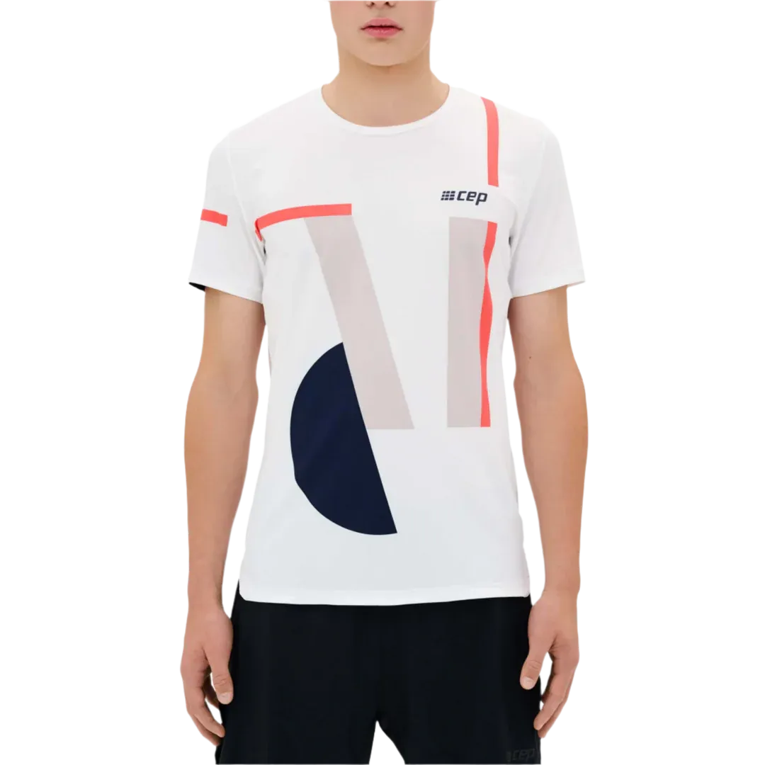 CEP | The Run Short Sleeve Shirt | Men's | White Geometric